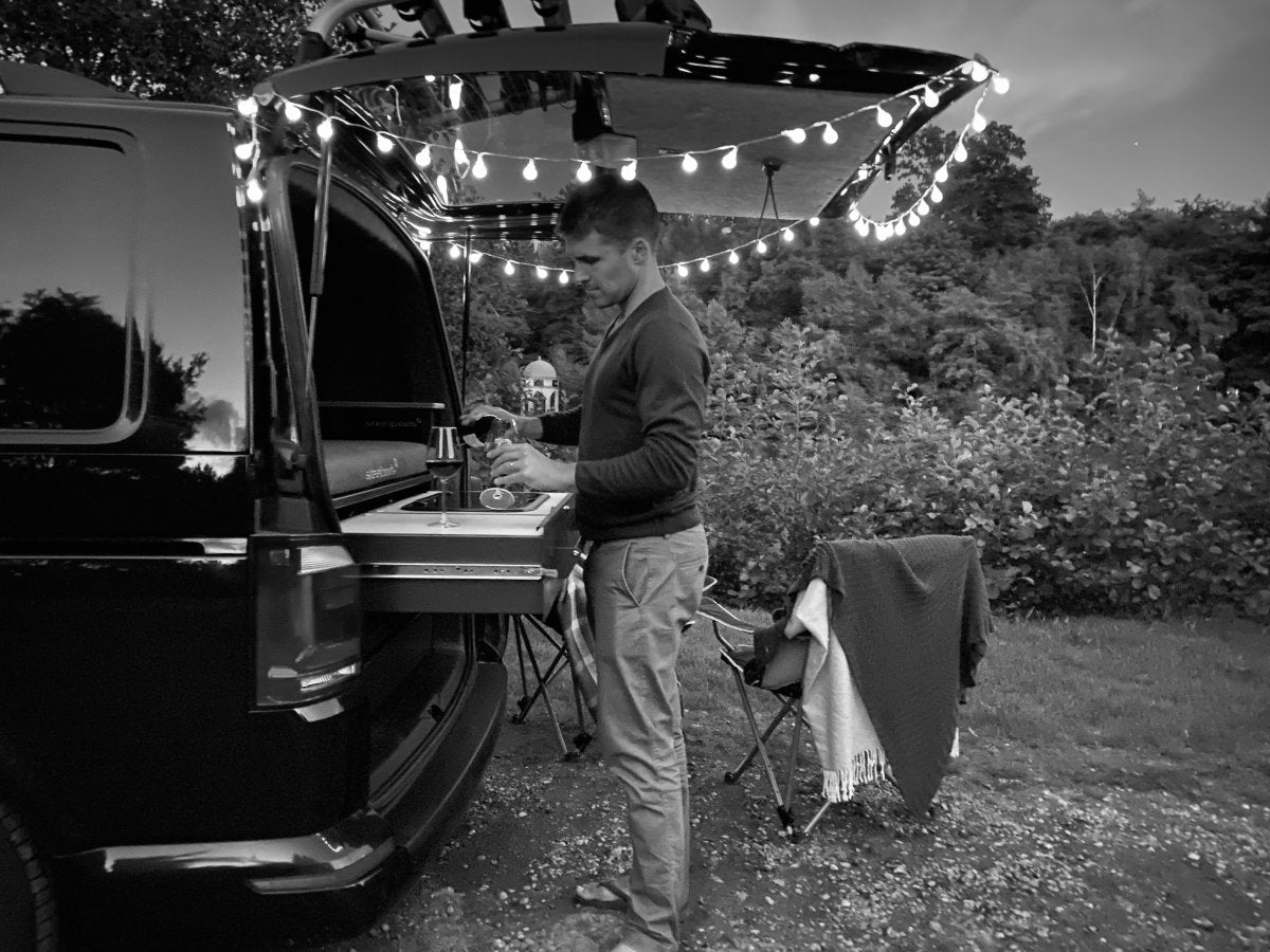 outside camper kitchen in a T6